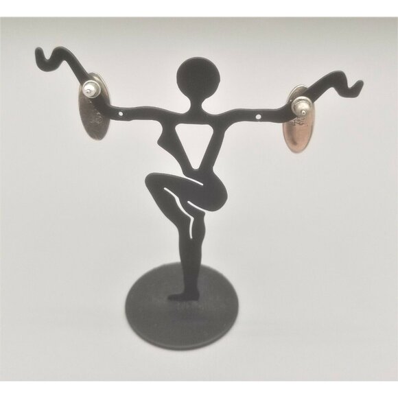 Teme Sterling 925 Inlayed Stones Ethnic Native American Acoma Earrings Signed - Picture 4 of 6